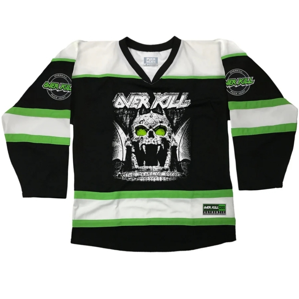 AUTHENTIC PUCK HCKY OVERKILL 'THE YEARS OF DECAY' HOCKEY JERSEY 3XL Angry SKULL